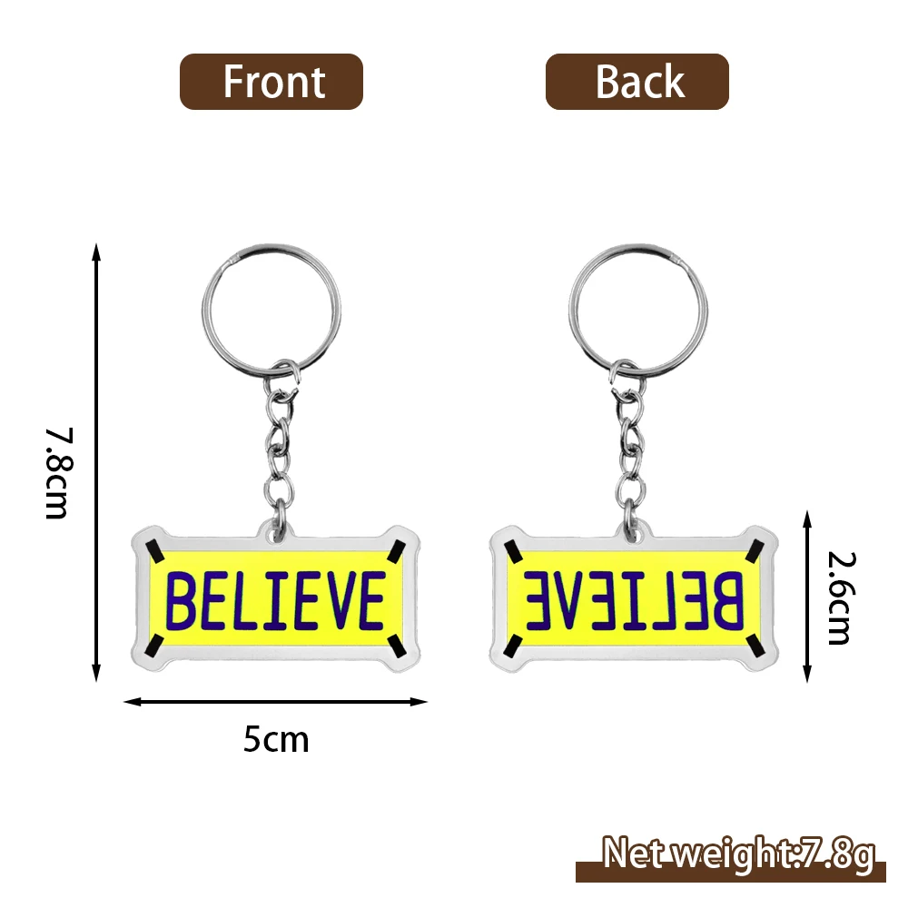 Ted Lasso BELIEVE keychain Classic TV Show Quote keyring pendant for Backpack Clothing Hat Gift for Fans Motivational Decoration