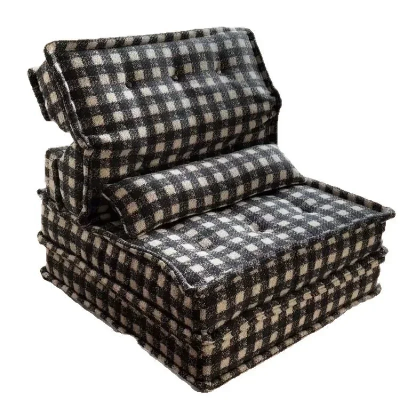

Classic single folding sofa bed, living room, black and red plaid sofa, tofu block, mahjong sofa, a must for the study