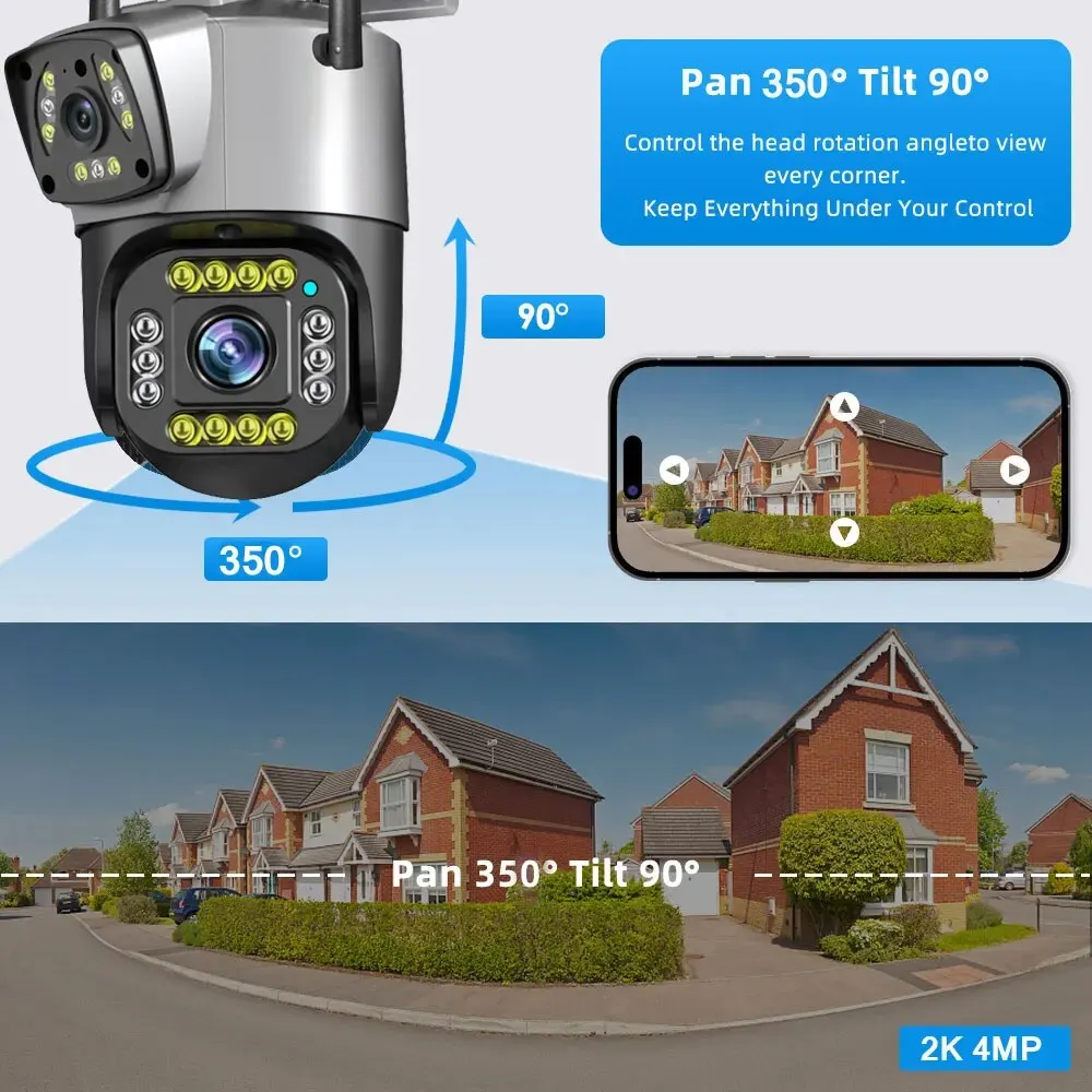

Беспроводная Wi-Fi камера видеонаблюдения 4MP HD для дома и улицы с ночным видением
