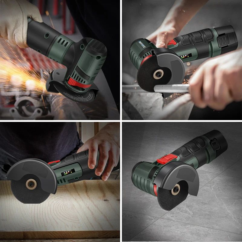 12V Brushless Angle Grinder 19500rpm Cordless Polishing Machine with Rechargeable Lithium Battery Diamond Cutting Power Tool Kit