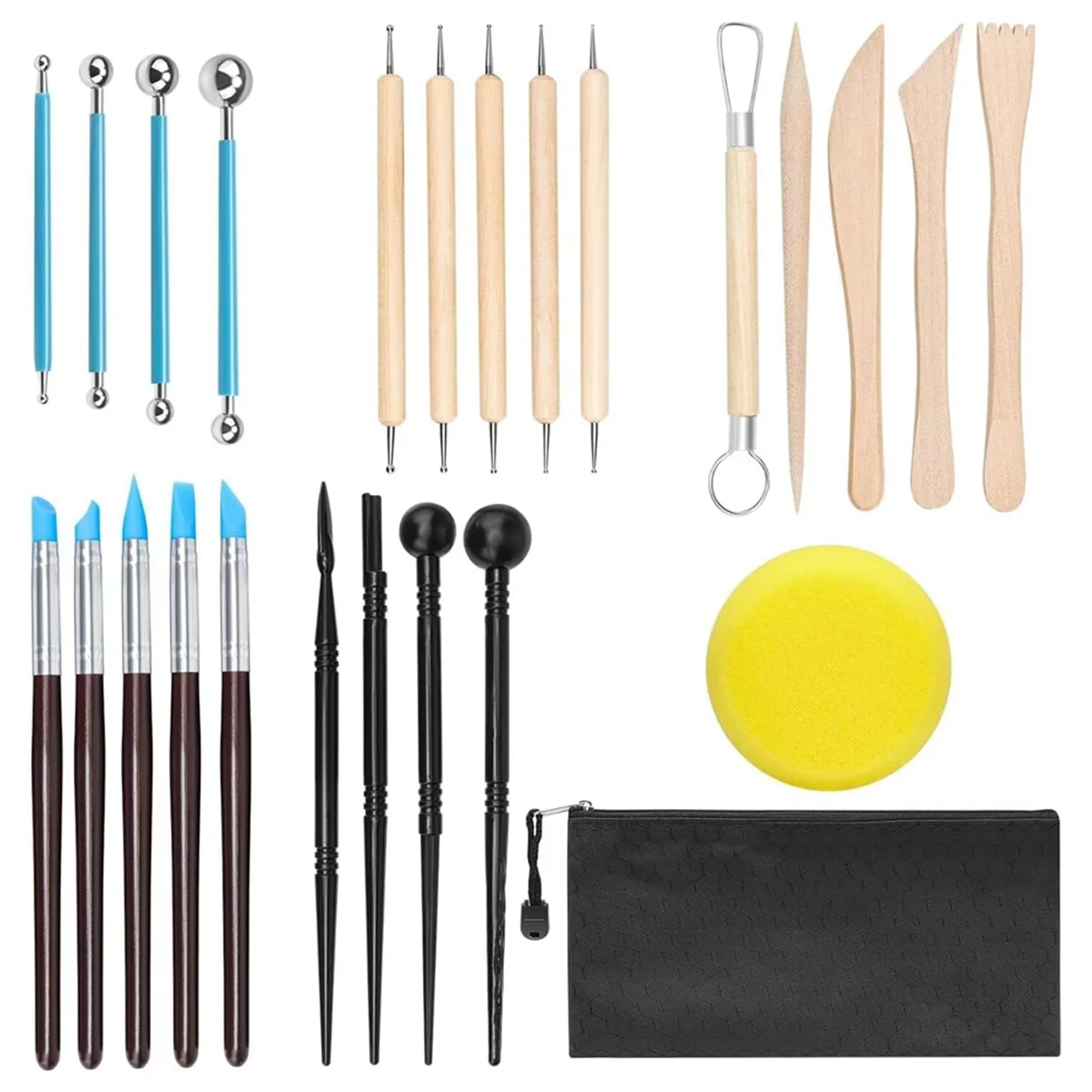 24pcs Polymer Clay Kit, Pottery Tools, Pottery Kit, Clay Sculpting Tools, Sculpting Dotting Tools Set, Dotting Tools