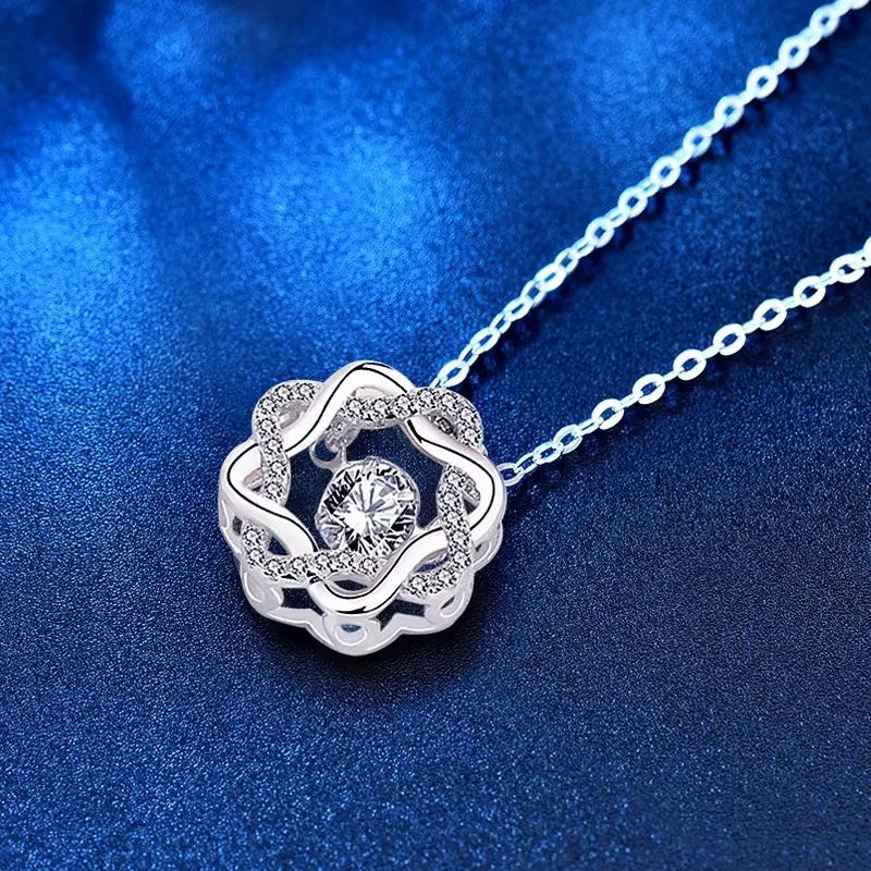 قلادة دلاية ذكية من الفضة المويسانيت S925 ، تصميم خفيف وفاخر ، هدية عيد الحب لصديقتك