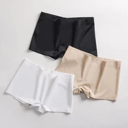 2023 Women Boyshort Panties Safety Short Summer Ice Silk Seamless Panty Underwear Black Nude Boxer Briefs Female Underpant