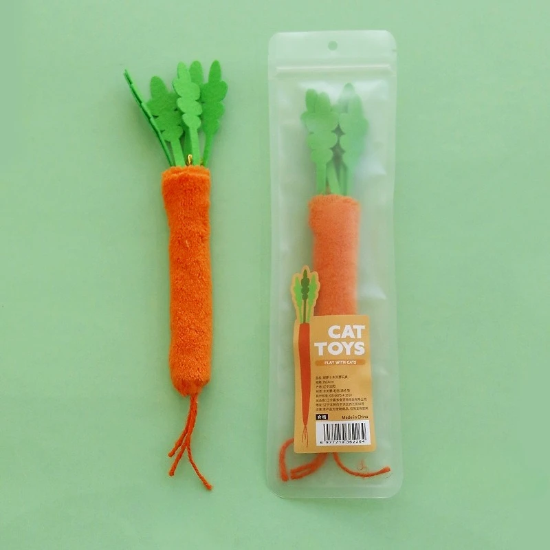 1/3pcs Cat Chew Toy Squeaky Bell Simulated Green Onion Carrot Celery Kitten Toy Interactive Durable Cat Teaser Stick Cat Toy