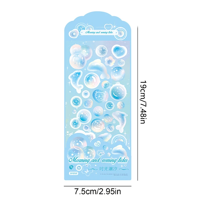 2 قطعة PET فقاعة دولفين ديكو ملصق DIY بها بنفسك مجلة مخطط نجوم ملصقات مصورة سكرابوكينغ القرطاسية قلوب ملصقات #6