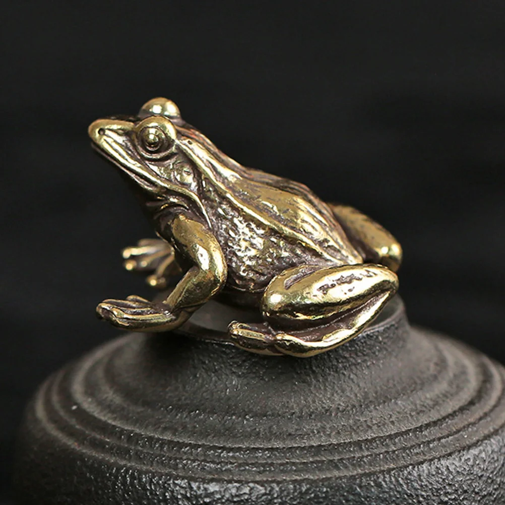 

Retro Brass Solid Frog Desktop Decorative Ornament Outdoor Turtle Statues for Garden Toy Animals Pond Tiny Frogs Vintage