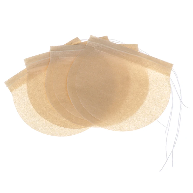 100Pc 6/7cm Tea Bag Teabags Biodegradable Paper Drawstring Eco-Friendly Filter Empty Loose Leaf Powder Herbal Medicine Strainer