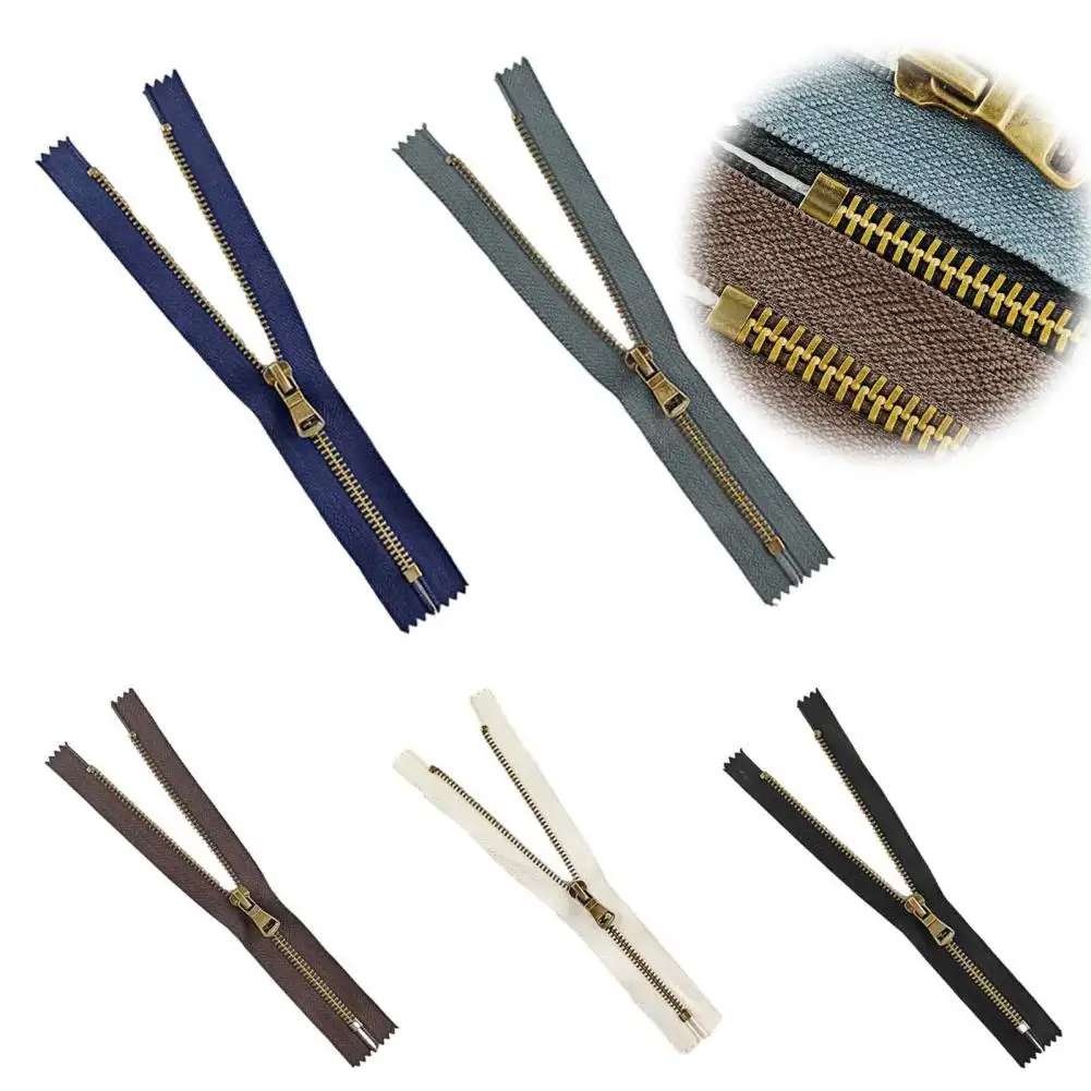 20Pcs Retro Bronze Closed-End Zipper Set, Heavy Duty Metal Y-Teeth Zipper Replacement, Non Separating Zipper for DIY 2027 New Ho