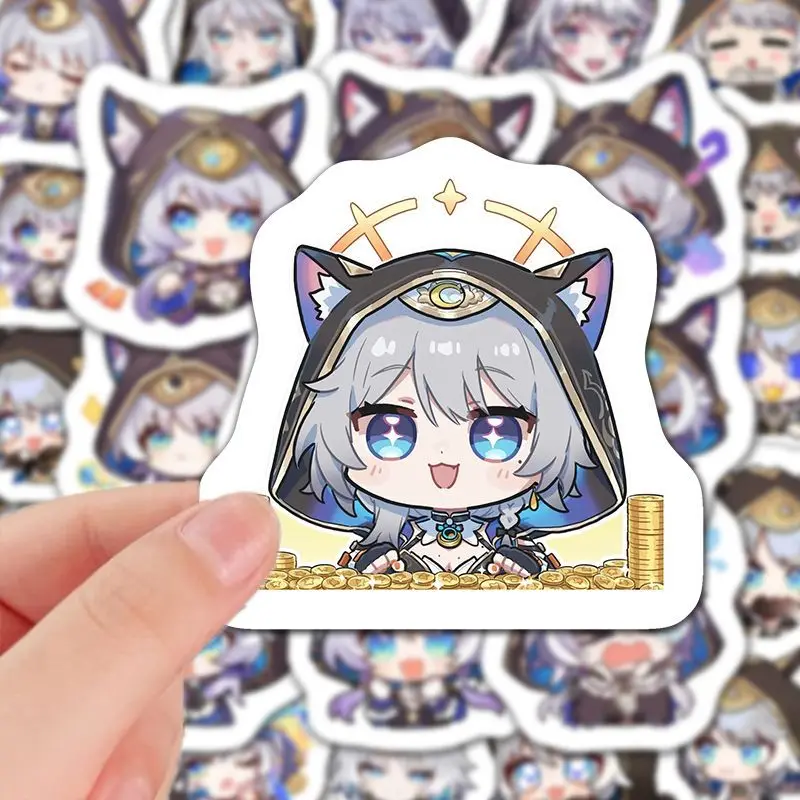 

60Pcs Cipher Honkai：Star Rail Q-version Game Stickers Decoration Laptop Phone Suitcase Notebook Label Stationery Sticker Gift