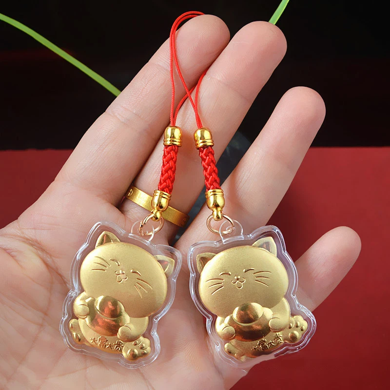 1 Pc Acrylic Lucky Cat Cat Phone Chain Camera Key Rope Chain Car Home Decoration Gift New Year Gift 4*3.1cm