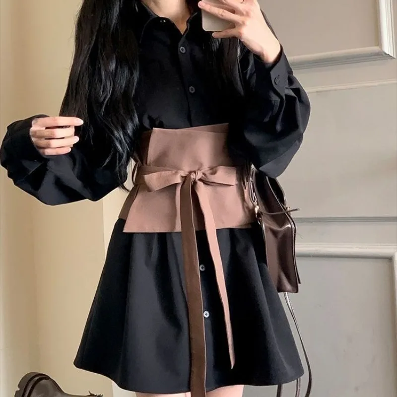 Long Sleeve Dress Women Lace-up Flattering Waist Elegant Gentle New Temper All-match Trendy Button-up Tender Spring Streetwear image 6