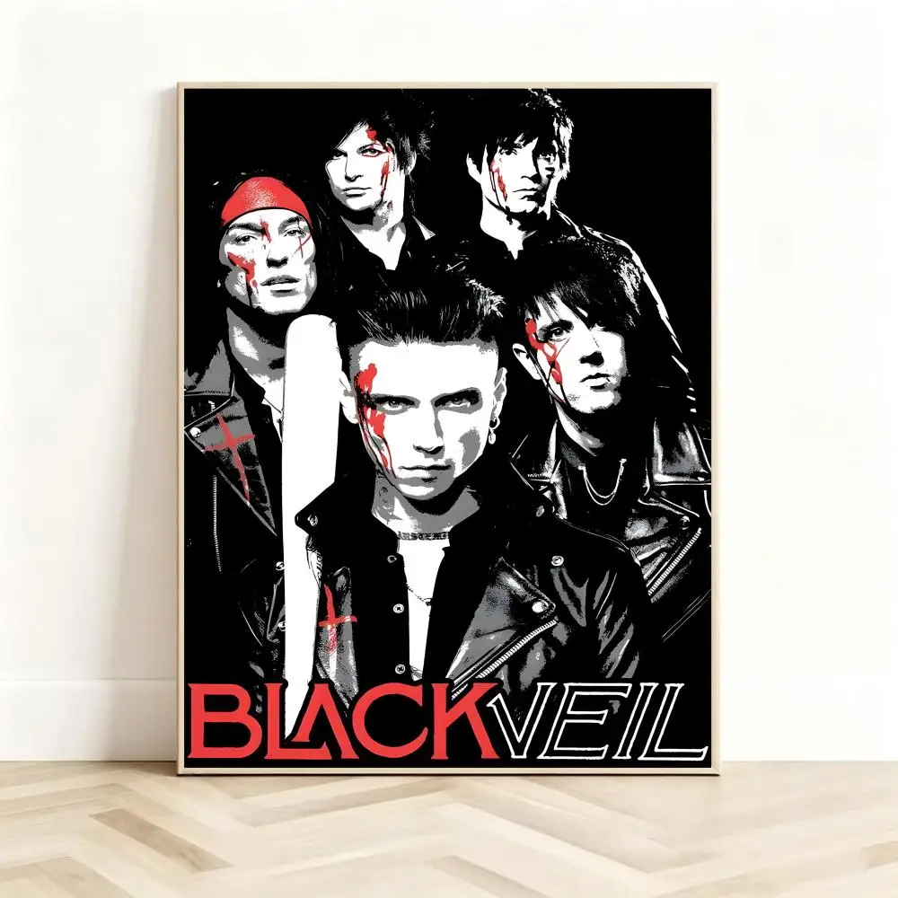 Gothic Rock Band B-Black Veil Brides Poster Classic Self-Adhesive PP Wall Sticker for Living Room Bar Decor Gift