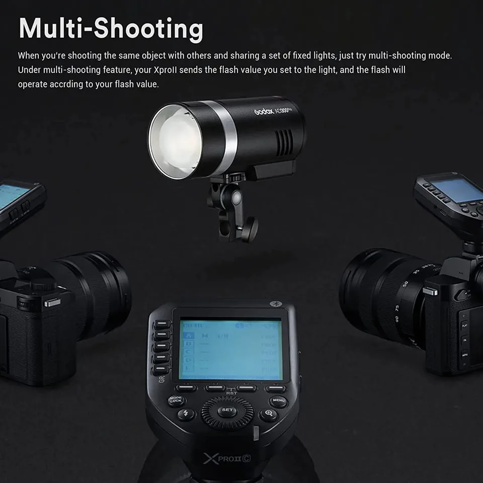 Godox Xpro II C/N/S/O/F TTL مشغل فلاش لاسلكي تلقائي 1/8000S HSS 2.4 	 فلاش كاميرا على جيجا هرتز يتم التحكم فيه عن طريق التطبيق