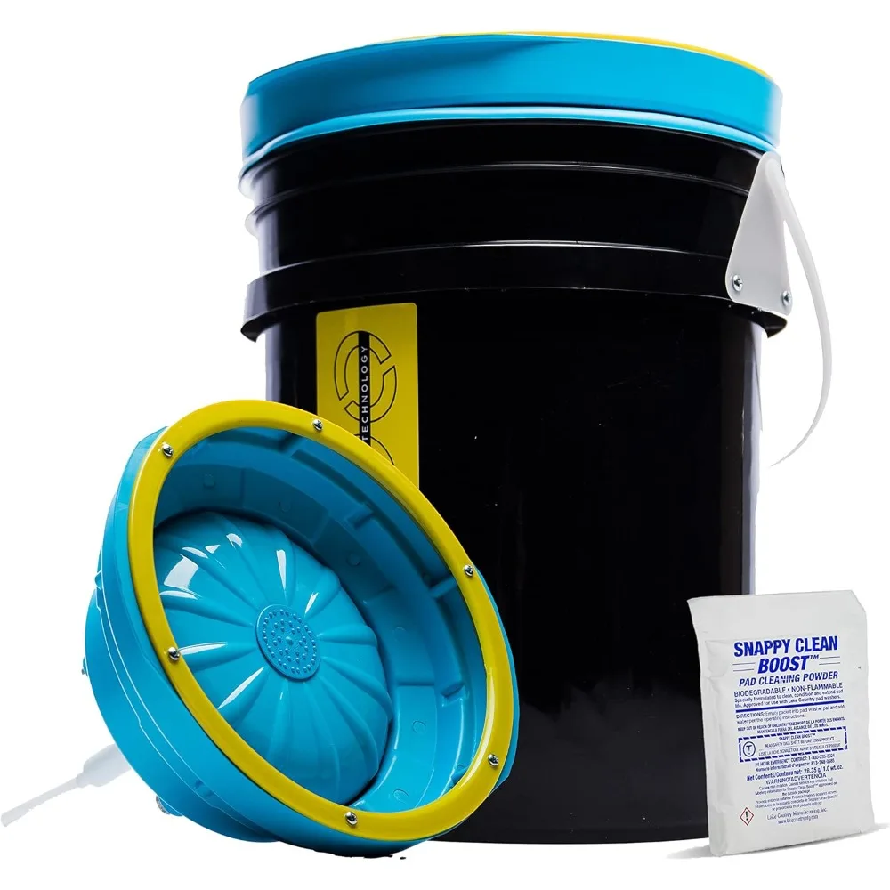 System 4000 Polishing Pad Washer – Pure Flo Cleaning Bucket System w/Controlled Pump & Removable Basin - Wool