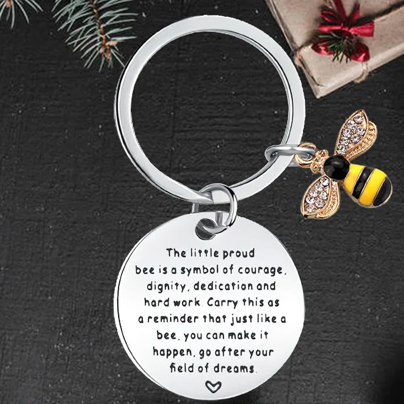 

Cute Coworker Colleague Gift Keychain Pendant Friend Key Chain Keyring The Little Proud Bee Is A Symble Courage