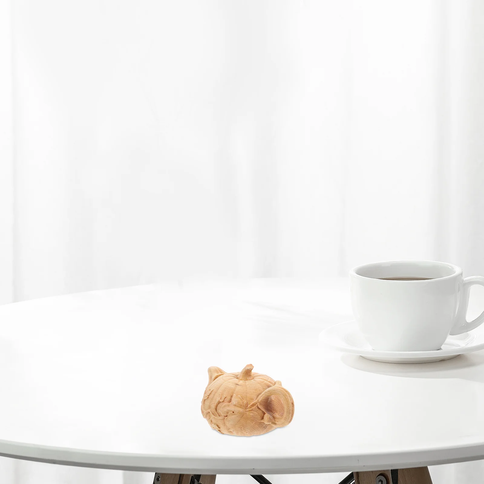 

Carved Pumpkin Kettle Wooden Sculpture Decoration Desktop Home Garden Office Craft Ornament Wooden Pumpkin Kettle Statue