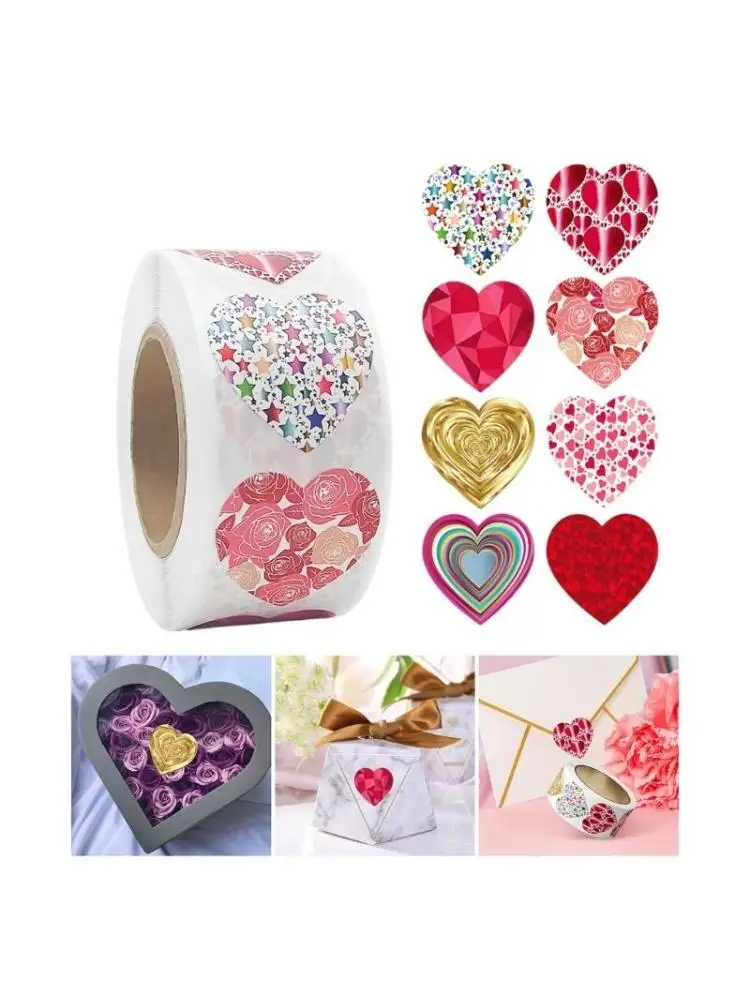 1 لفة لفة حب القلب ملصق للمناسبات الرومانسية مع سهولة التقشير لاصق