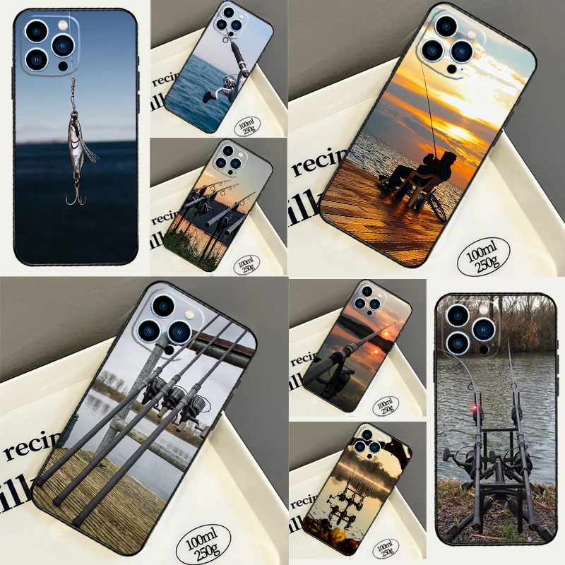 Carp Fish Fishing rod Case For iPhone 11 12 13 14 15 16 Pro Max X XS XR 12 13 Mini 14 Plus Cover Coque