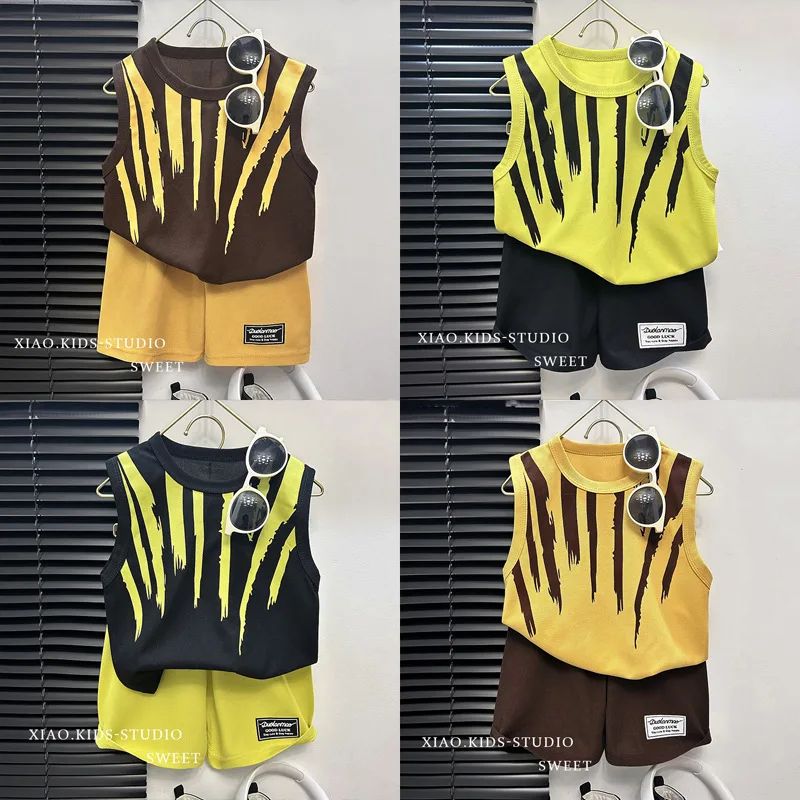 

Summer Children's Sleeveless Vest Shorts Suit Baby Short Sleeve 2PCS Korean Style Trendy Children's Outfit