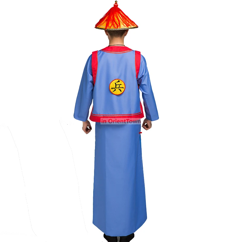 ملابس المسرح التلفزيوني للفيلم بدلة جندي سلالة تشينغ للرجال زي الحرس الملكي القديم رداء رجالي ملابس تنكرية