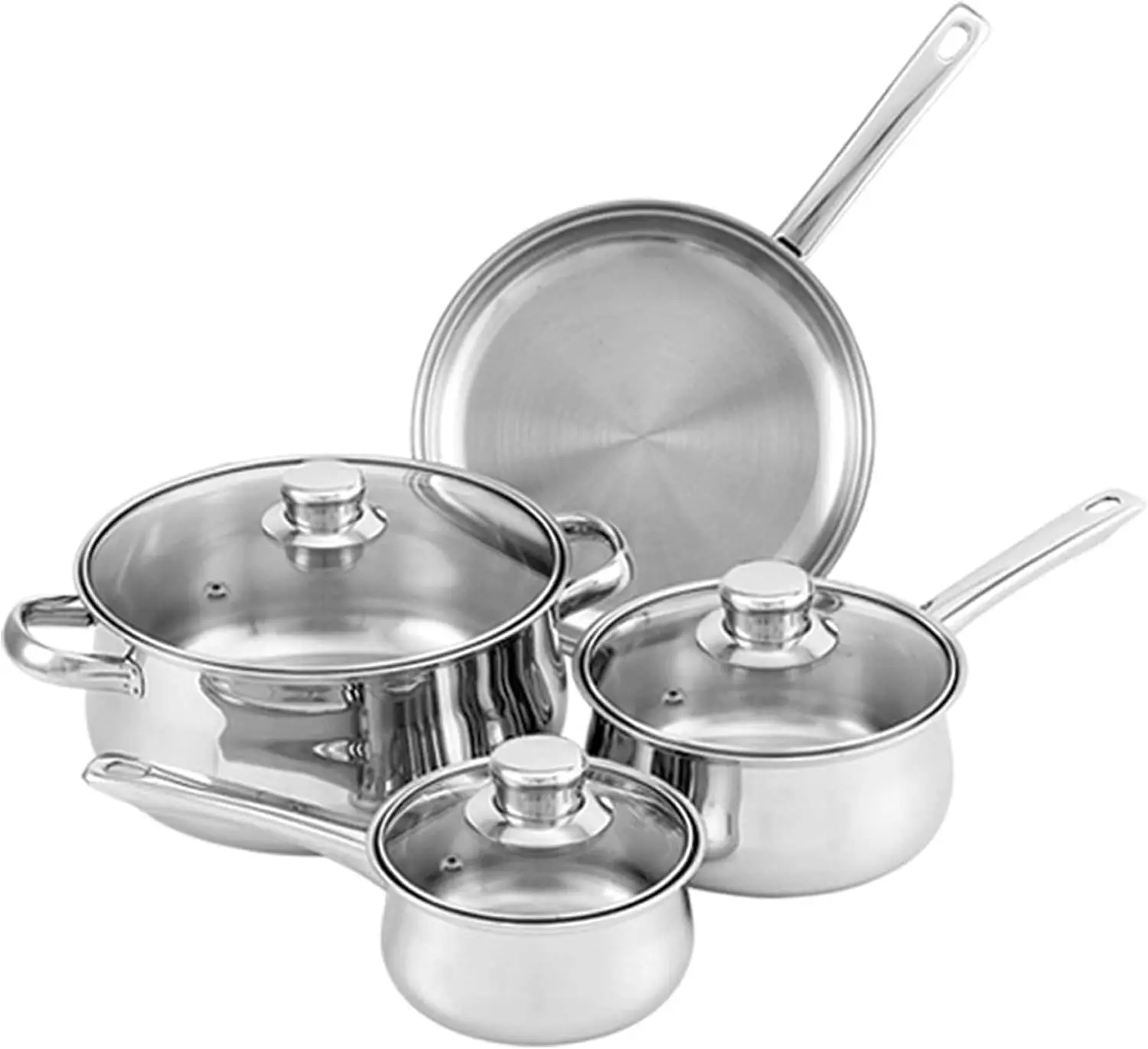 7 Piece Cookware set; Stainless Steel, PFTE & PFOA Free, Freezer to Oven Safe, Induction Compatible; 10