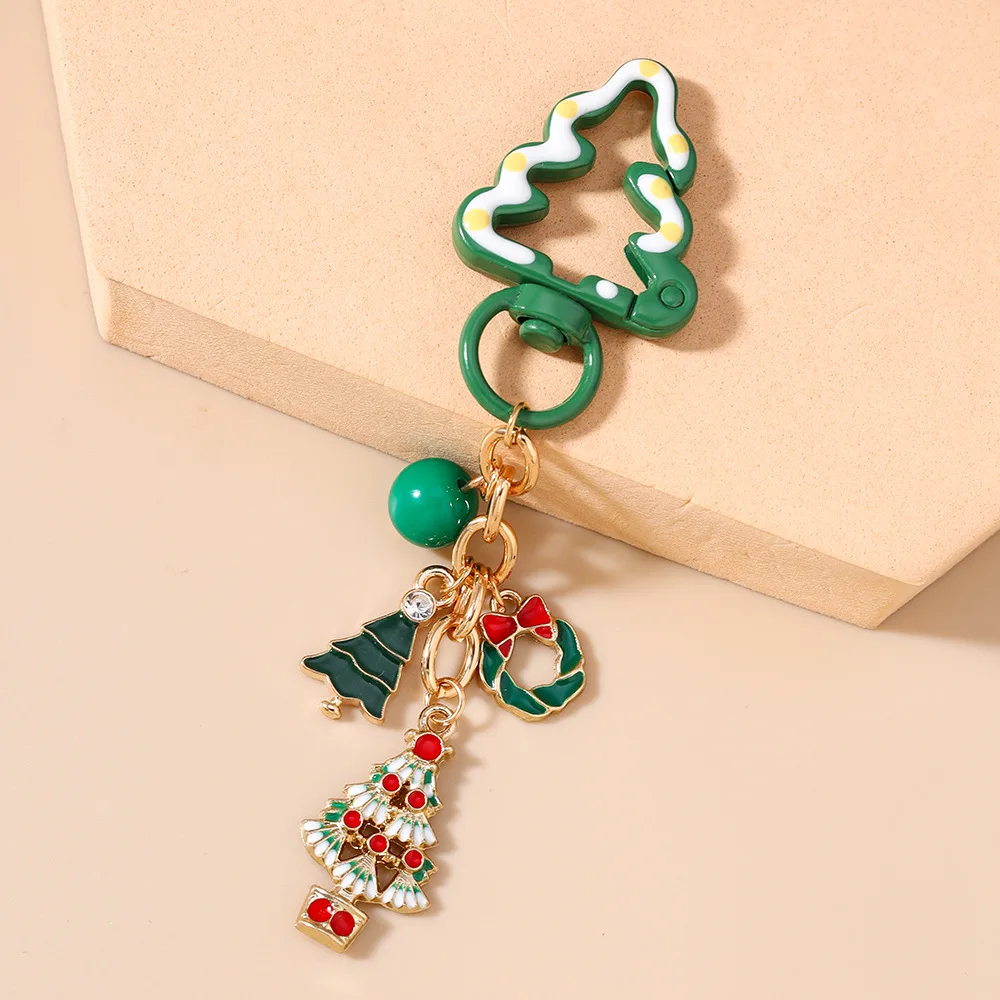 Hot selling Christmas gloves candy snowman keychain Christmas tree Santa keychain pendant