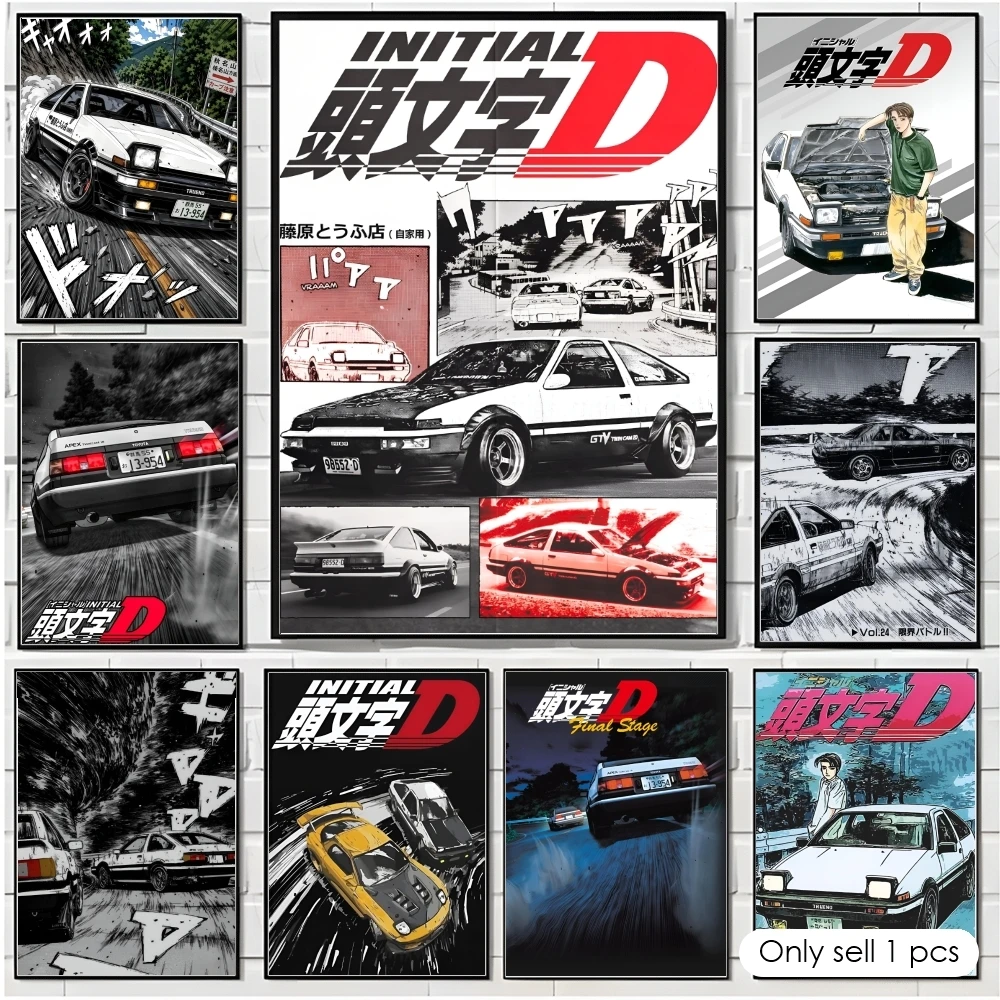 Anime I-Initial D Poster Decorative Wall Art Stickers Mural Photo Print for Home Living Room Hallway Decor