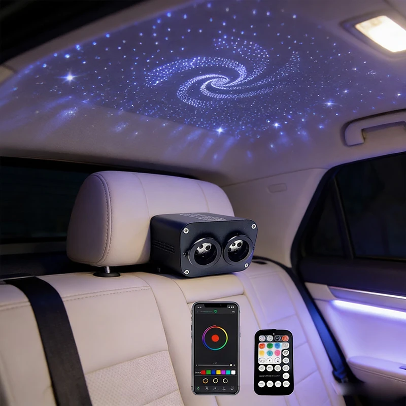 

lights Double Head Starry Sky Music Control Car Roof Ceiling kit Smart APP Bicolor Fiber Optic LED Twinkle two color lamp new