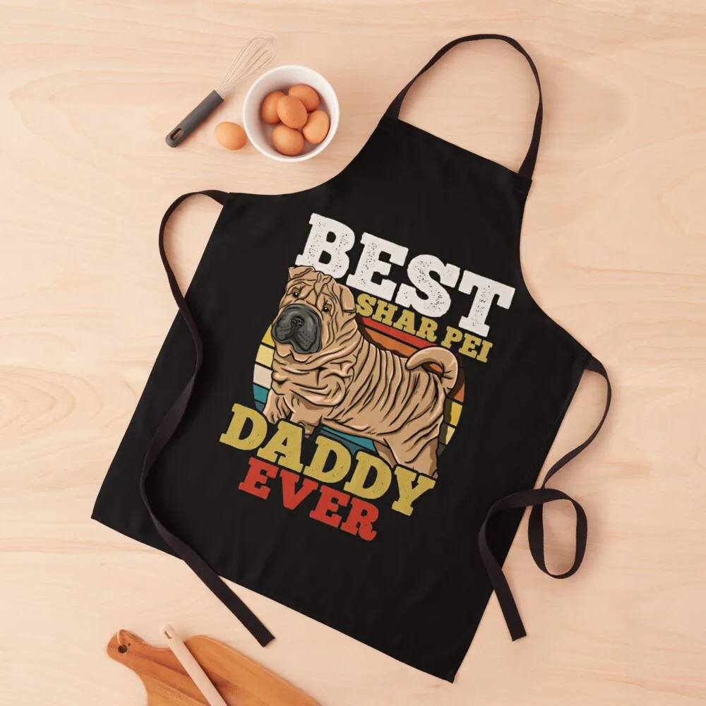 Shar Pei Dog Dad Daddy Father's Day T-Shirt Apron Kitchen Handle For Women Beauty Apron