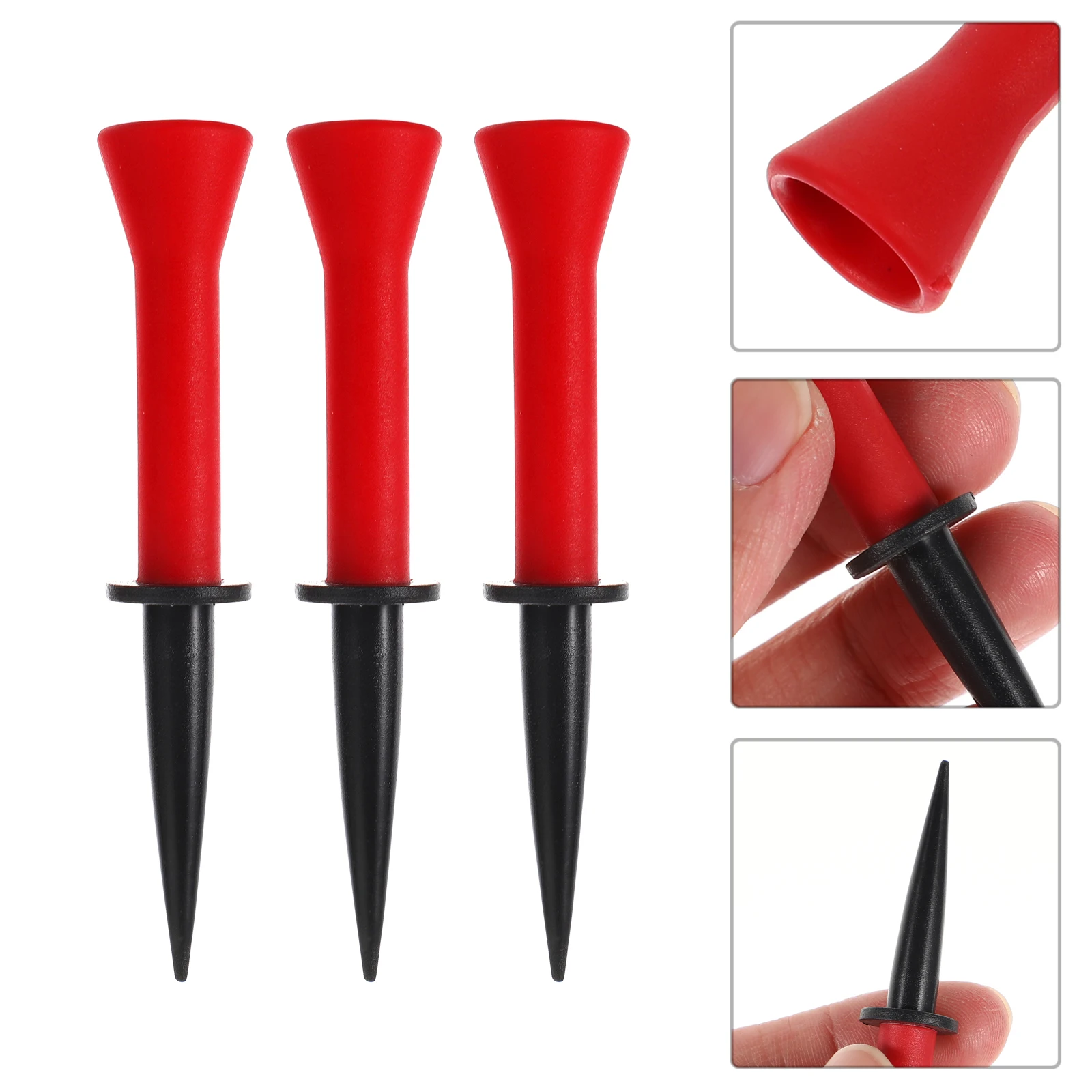 

3 Pcs Golf Training Equipment Rubber Golfs Tees Indoor Practice Holder Elastic Outdoor