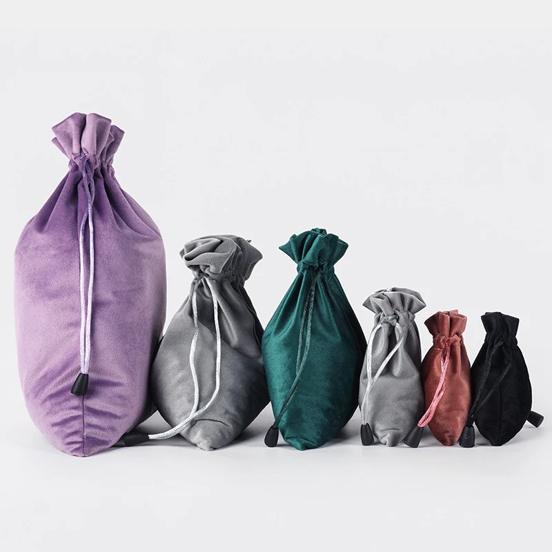 Coloful Velvet Drawstring Pouches Soft Fabric Jewelry Packaging Cosmetic Display Package Wedding Party Christmas Gift Dust Bags