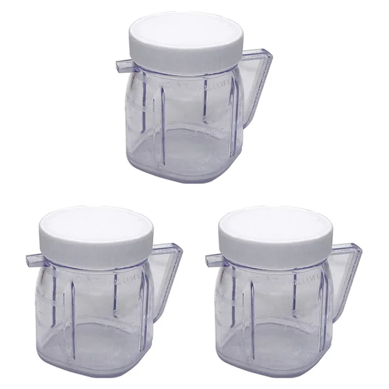 YCOC-For Oster Blender Replacement Parts, 4937 Mini Osterizer Blender Jar Accessory, Cup Mini Plastic Jars With Lids (3 Pack)