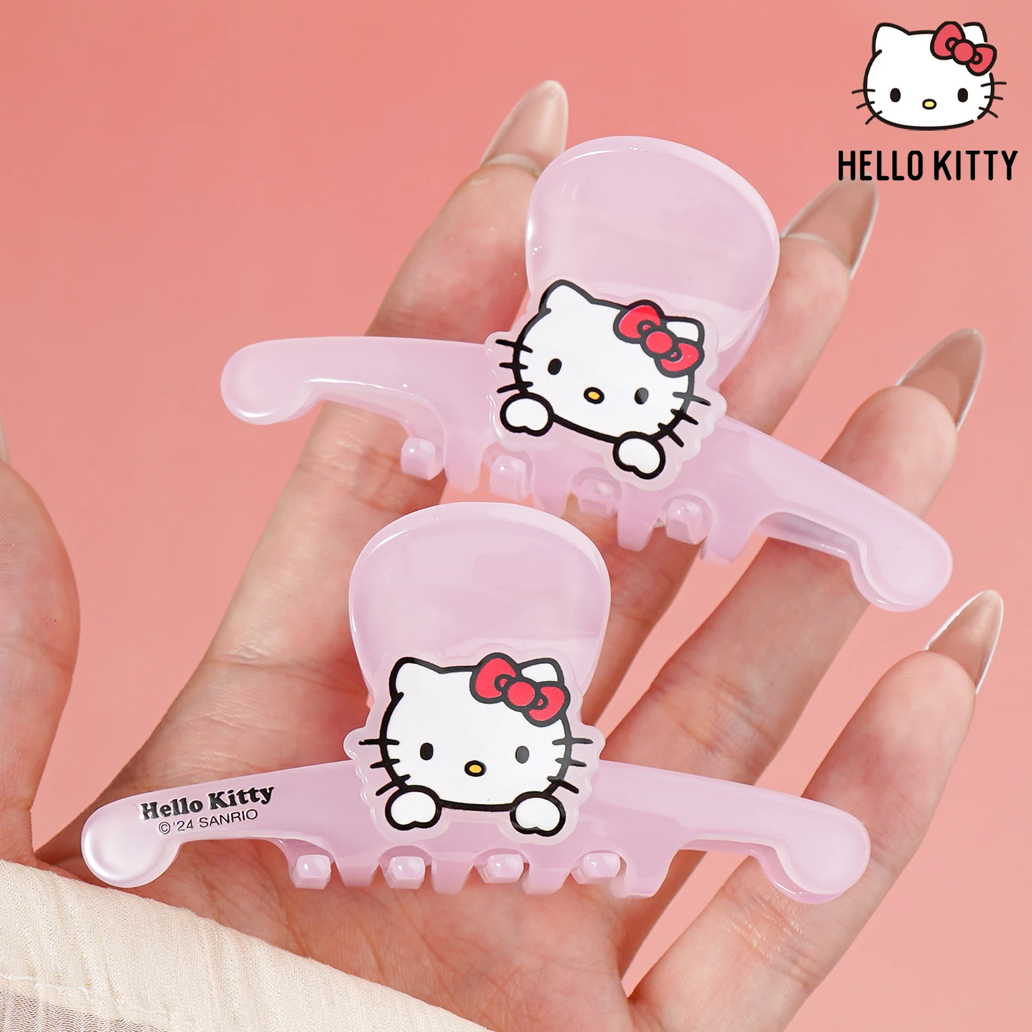 

Желейно-розовая заколка для волос «Hello Kitty» - милые акриловые заколки для волос - аксессуары для волос, подарки для школы или повседневного использования, повседневный вид