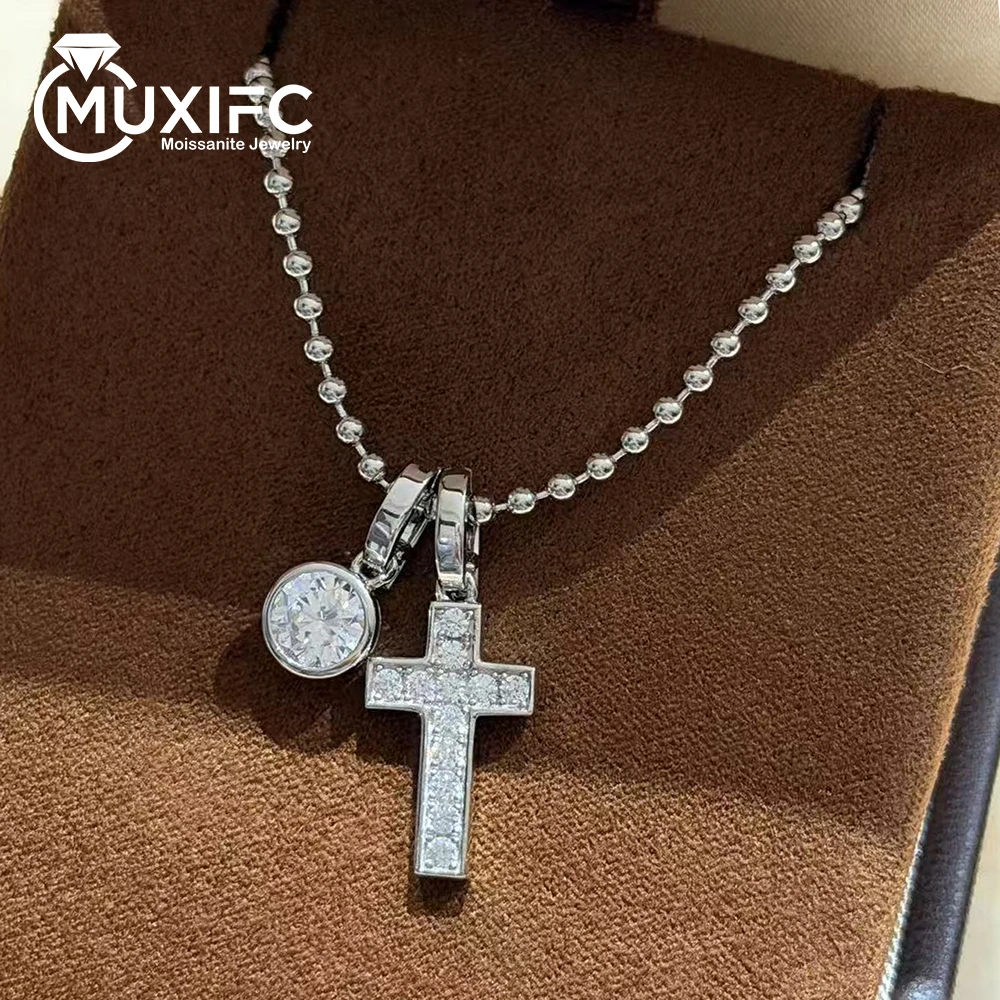 

MUXIFC 925 Sterling Silver Bubbles Cross Pendant Necklace for Women Men Fashion Wedding Party Fine Jewelry Hip Hop Choker Gifts