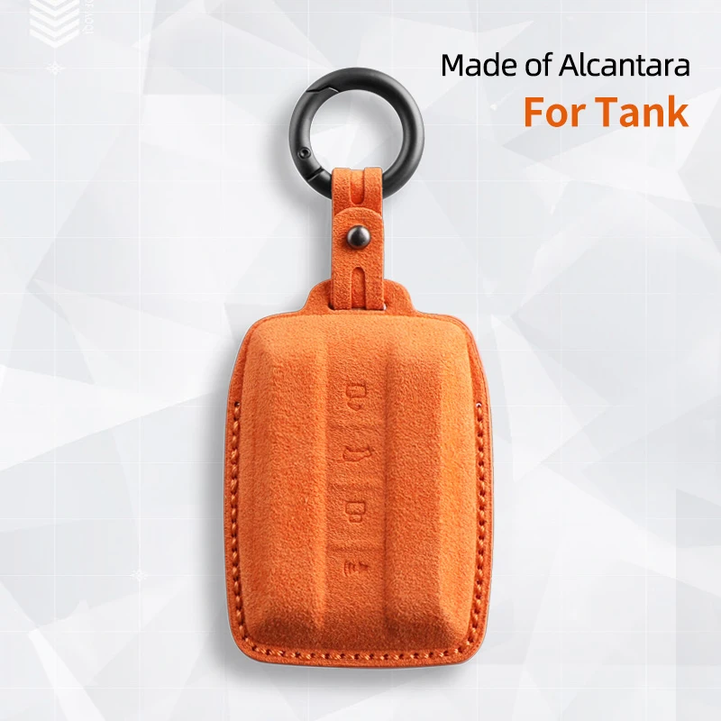 

Alcantara Car Key Case Cover Holder Key Shell Buckle For Great Wall GWM WEY Tank300 Tank500 4 buttons Keychain Accessories