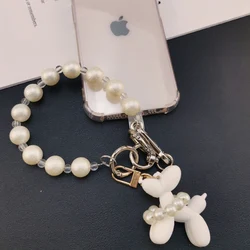 Mobile Phone Lanyard Women's Bubble Dog Wrist Strong Durable Hand-woven Beaded Hand-held Chain Crystal Pearl Anti-lost Pendant