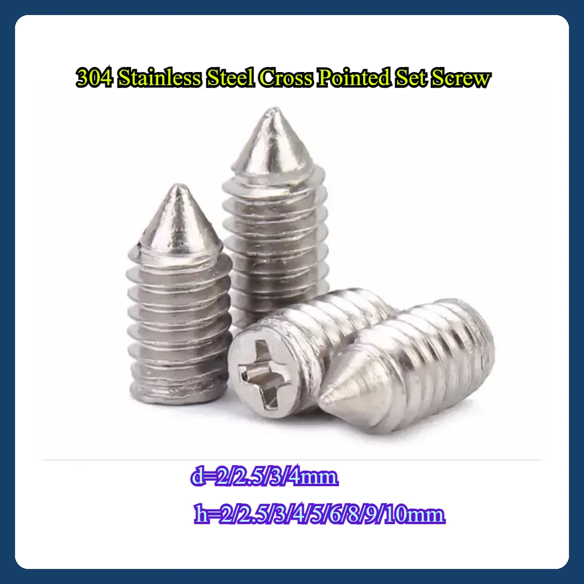 

304 Stainless Steel Cross Pointed Set Screw M2M2.5M3M4