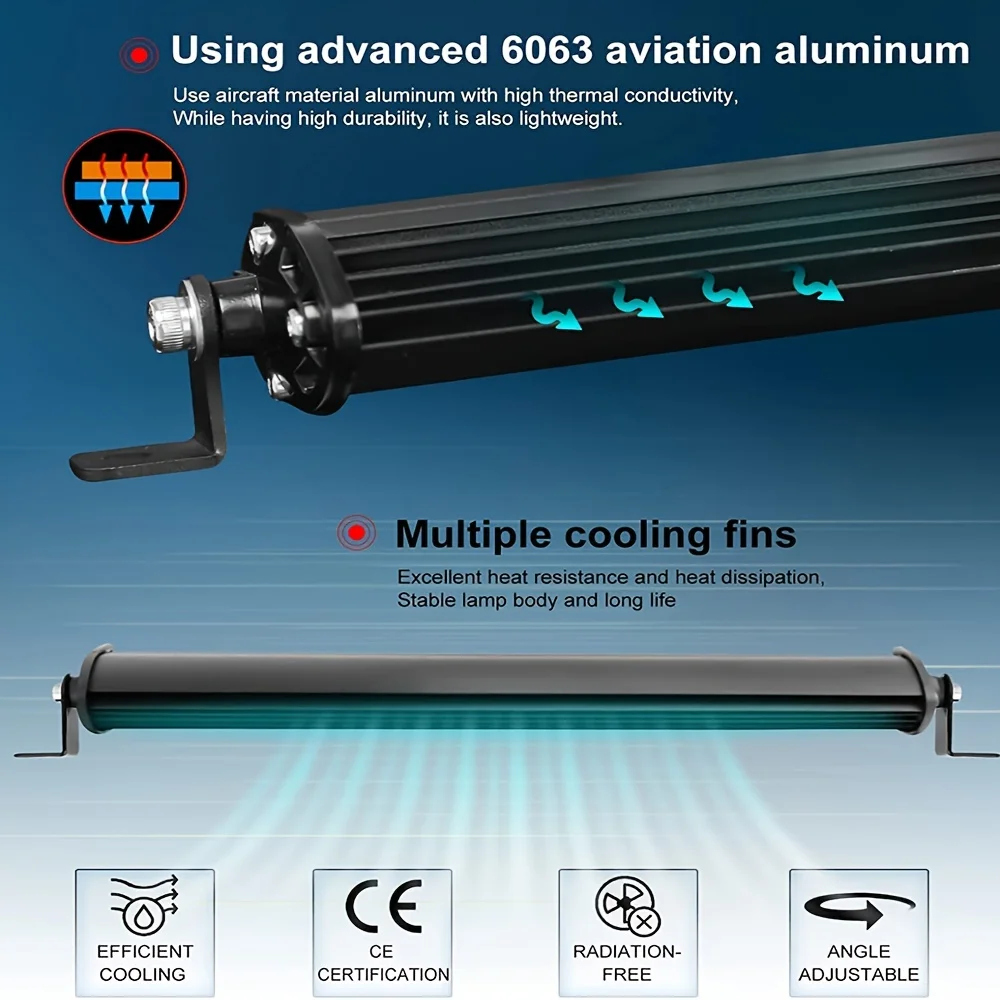 10" 20" Zoll LED-Lichtleiste Off Road Weiß Gelb Spot Flutstrahl LED-Arbeitslichtleiste für Auto ATV LKW SUV Utv Fahren Nebelscheinwerfer – Detail 6