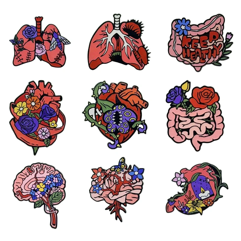 Colorful Flower Heart Series Brooch Metal Badge Pin For DIY Clothing Bags Hat Scarf Decoration Perfect Teaching Gift Accessory