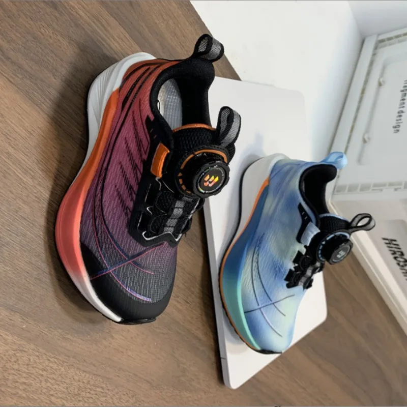 

2025 Autumn New Boys' Button Quick Drying Breathable Sports Shoes Girls Lightweight Waterproof Running Shoes Blue Black Red