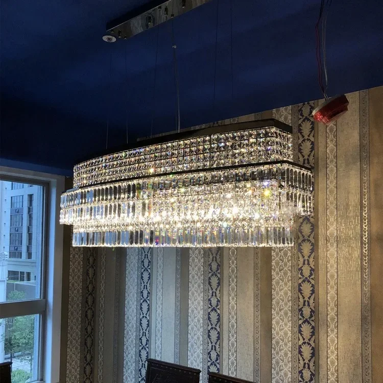 Light luxury crystal lamp Italian rectangular dining table lamp Modern simple European living room