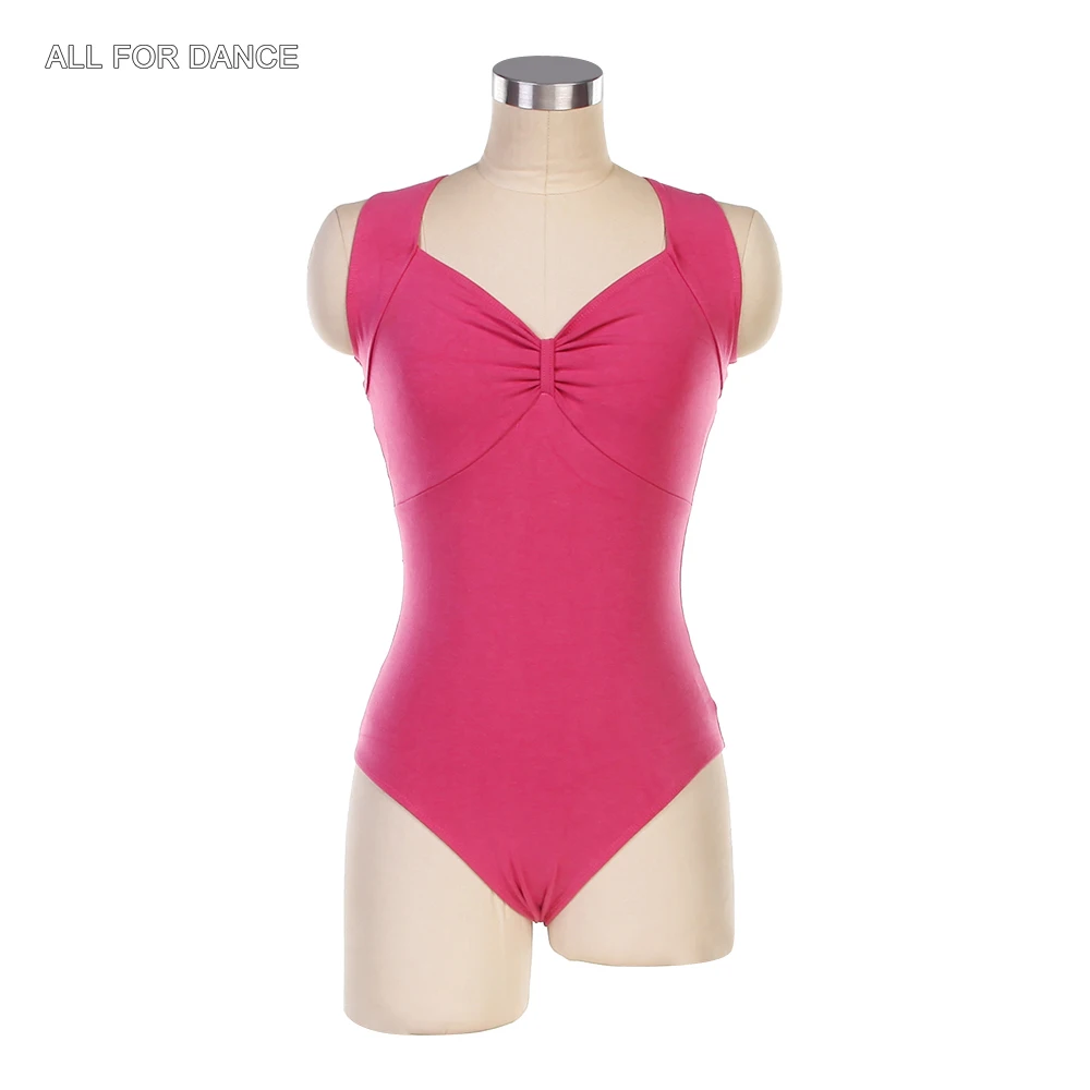 

01D0026 Free Shipping Adult Dance Letoards Deep Pink Sleeveless Leotard for Women Girls Practice Dancewear Cotton Leotards