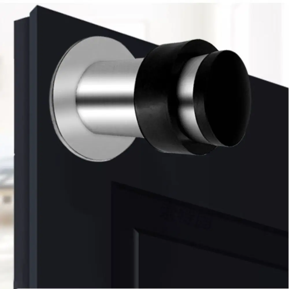 Protection Rubber Door Stopper Durable Stainless Steel Door Protective Pad Round Gaskets Wall Protector Floor Door Stop