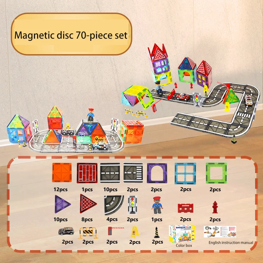 Magnetyczne klocki Silny magnes drogowy Element magnetyczny Miejski budynek ruchu Żuraw kolorowe okno Element magnetyczny