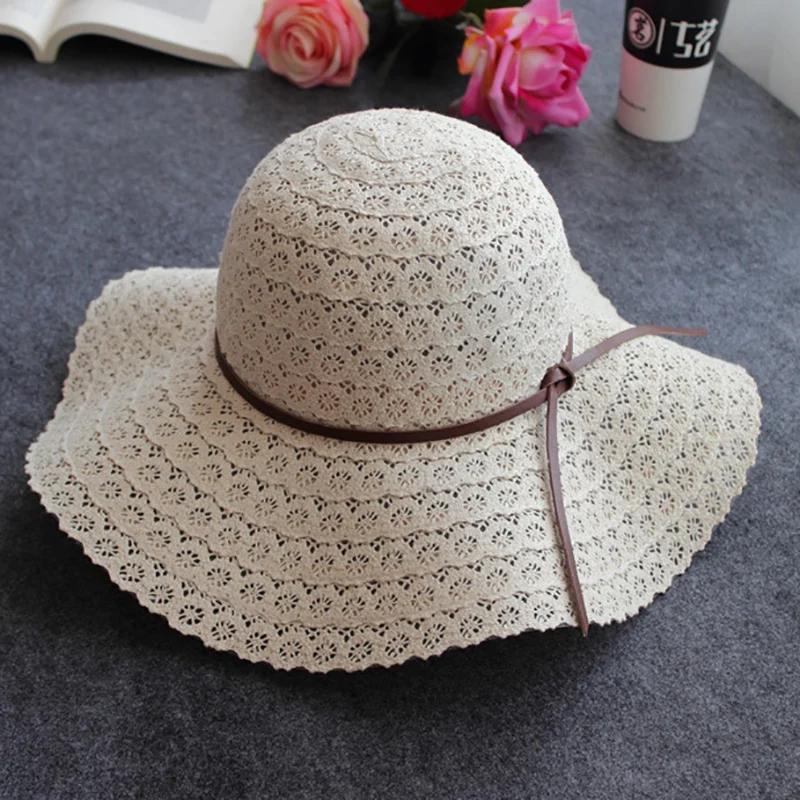 Summer Hats For Women Fashion Design Women Beach Sun Hat Foldable Brimmed Straw Hat