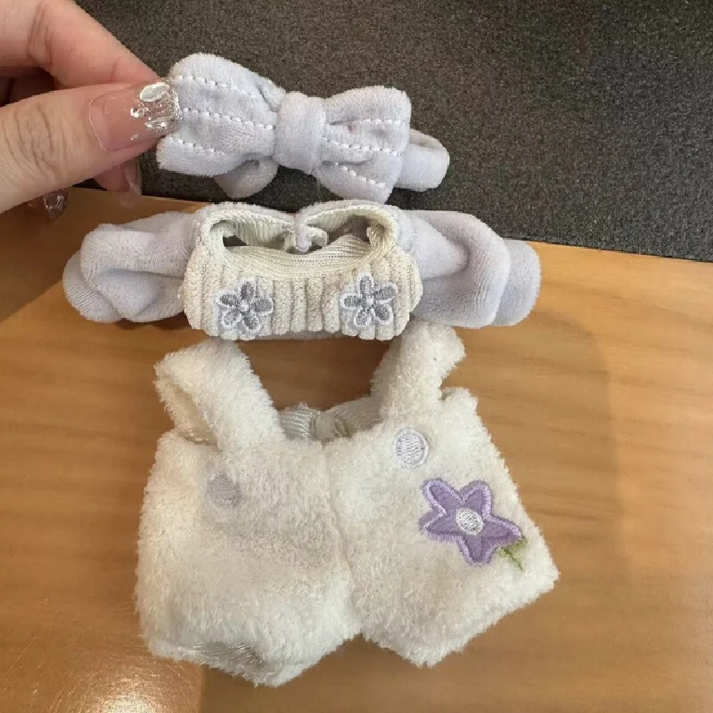 

Plush Doll Clothes 2024 New Cute Lazy Pajama Set Flower Embroidery Soft Flannel Outfit For Linabell Fox Plush Pendant Dress Up