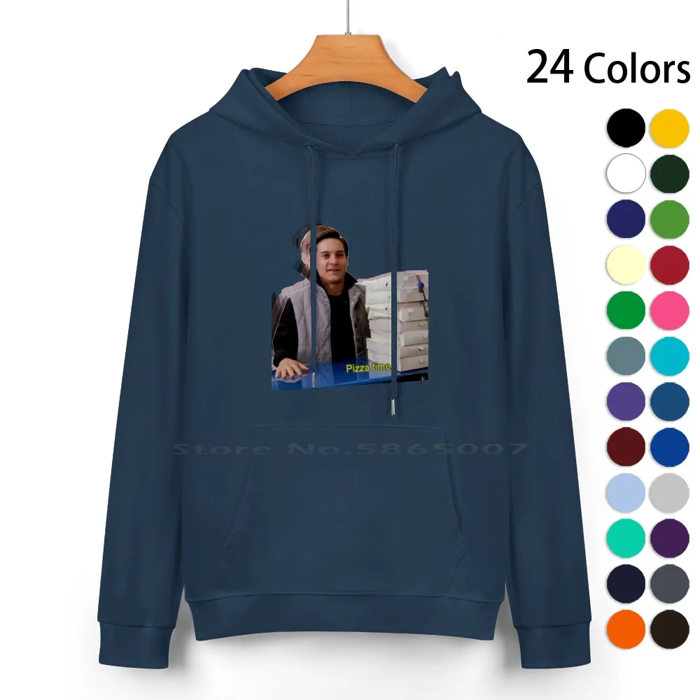 Pizza Time! Pure Cotton Hoodie Sweater 24 Colors Pizza Funny 4chan Peter Parker Toby Maguire Food Snack Pop Film Tv 100% Cotton