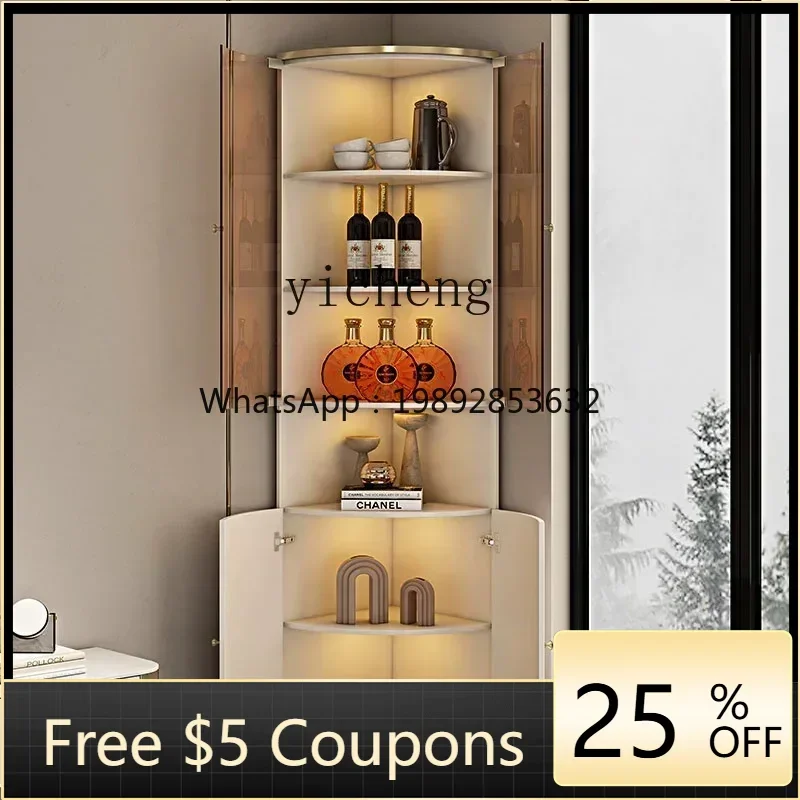 

1 light luxury solid wood corner cabinet modern simple wine cabinet triangular exquisite solid wood glass tall corner cabinet