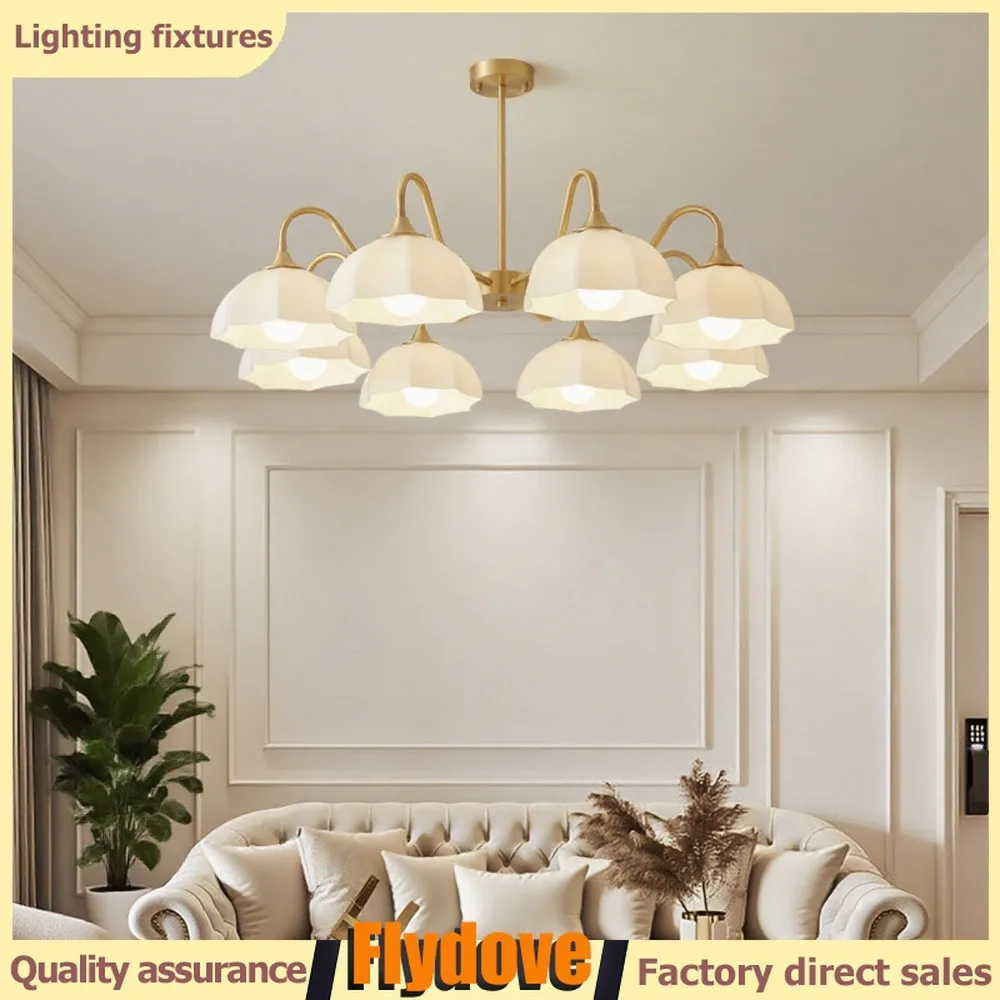 

Light Luxury Cream Style Living Room Chandelier Bedroom Dining Room Brass Lamp Attic Lobby Hotel LED Home Lighting Decoration