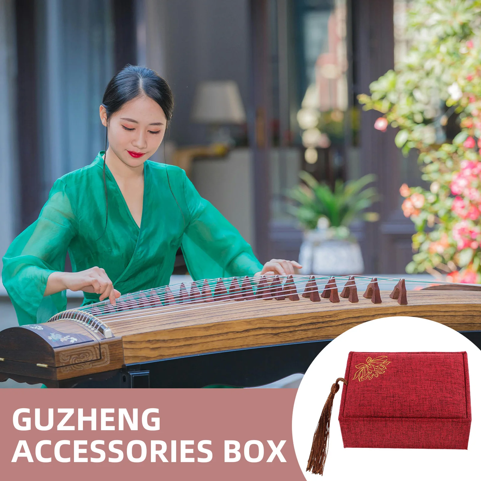 

2 Pcs Nail Box Pipa Nails Tassel Container Guzheng Storage Board Cloth Holder Organizer Embroidery